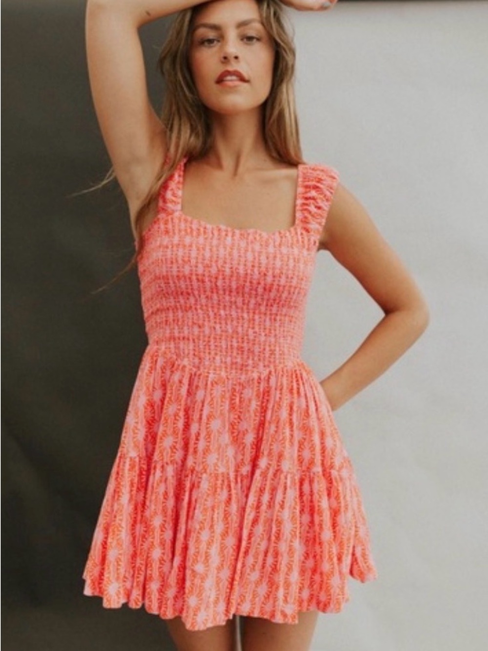 Free People Coral Pink Mini Dress